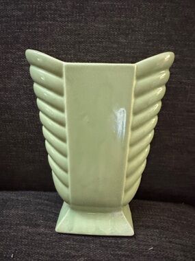 Vintage Green Ceramic Art Deco Style Vase - Home Accents